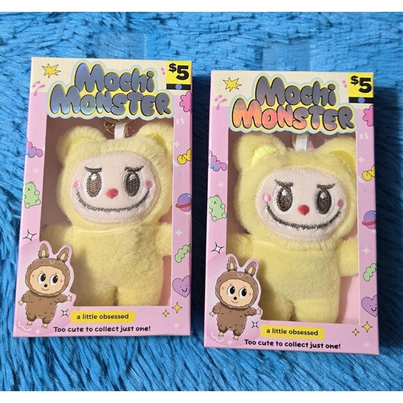 Mochi Monster Other - Mochi Monster Set of 2 Yellow Plush Charm 5" Keychains With Gold Hardware 💛